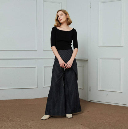 linen pants, stripe linen pants, long leg pants, width linen pants, fashion linen pants, handmade linen pants C1453