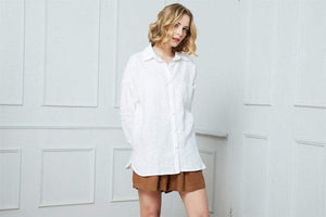 Linen shirt, white linen shirt, washed linen shirt, Linen shirt for women, oversized linen shirt, linen blouse with long sleeves C1390