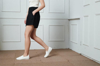 Black High waist Linen Shorts C1395