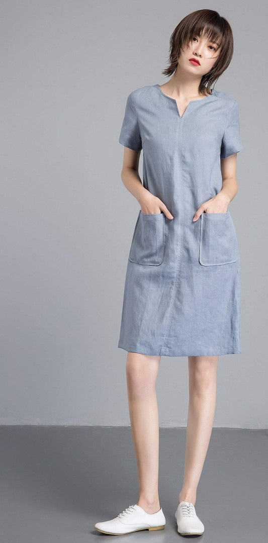 Shift dress, Linen simple dress, Basic linen dress, Loose linen dress, Washed linen dress, Linen tunic, womens dresses C1258