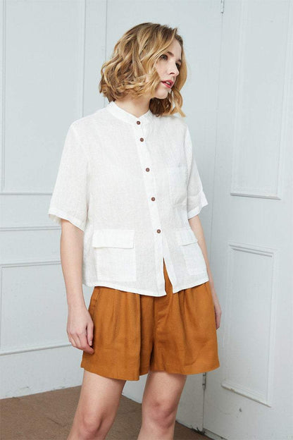 Linen shirt, Washed linen shirt, white shirt, Oversized linen shirt,  Linen everyday shirt, summer shirt, womens shirt C1391
