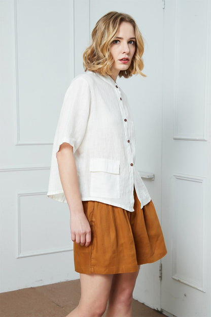 Linen shirt, Washed linen shirt, white shirt, Oversized linen shirt,  Linen everyday shirt, summer shirt, womens shirt C1391