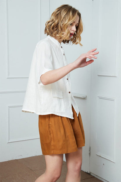 Linen shirt, Washed linen shirt, white shirt, Oversized linen shirt,  Linen everyday shirt, summer shirt, womens shirt C1391