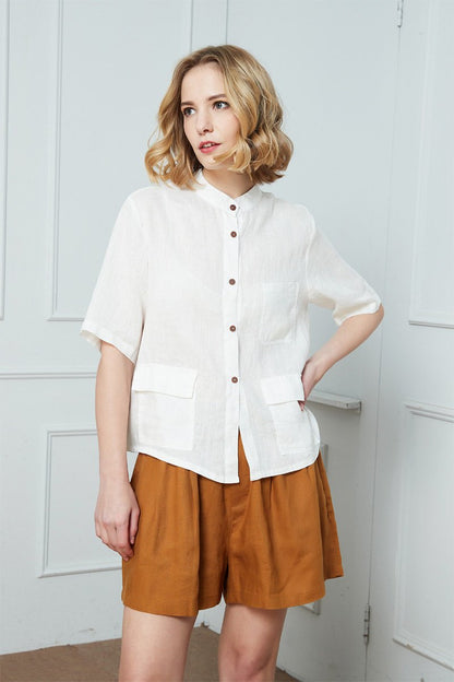 Linen shirt, Washed linen shirt, white shirt, Oversized linen shirt,  Linen everyday shirt, summer shirt, womens shirt C1391