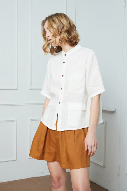 Linen shirt, Washed linen shirt, white shirt, Oversized linen shirt,  Linen everyday shirt, summer shirt, womens shirt C1391