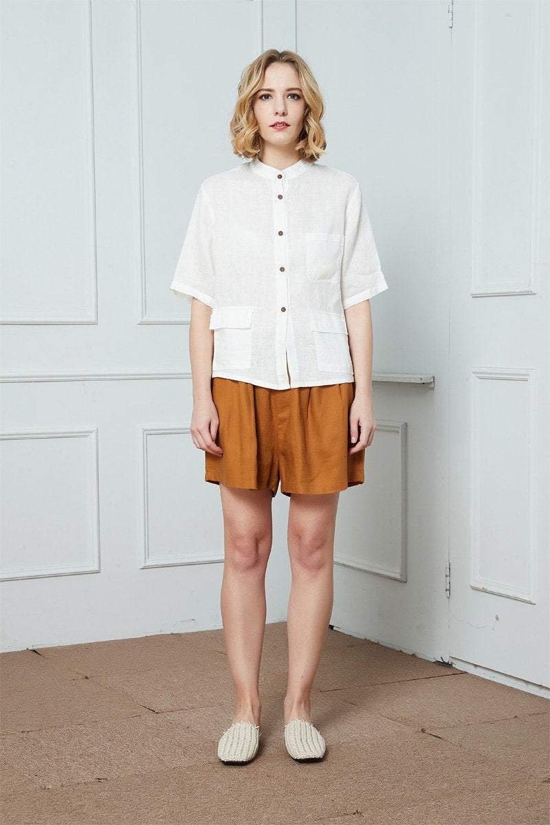 Linen shirt, Washed linen shirt, white shirt, Oversized linen shirt,  Linen everyday shirt, summer shirt, womens shirt C1391