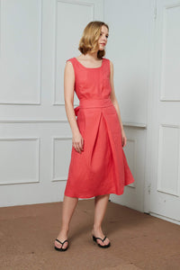 Linen dress, linen rose dress, midi dress, sleeveless dress, womens dresses