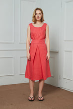 Load image into Gallery viewer, Linen dress, linen rose dress, midi dress, sleeveless dress, womens dresses
