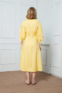 Linen Dress, Yellow Linen dress,  Midi Dress, Womens Dresses, Organic Linen Dress, Summer Dress C1409
