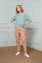 Load image into Gallery viewer, Classic minimal linen pants, Women&#39;s trousers with an elastic waist, Tapered Linen Pants with pocket, Linen pantaloons, Mid rise waist C1477
