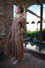 Load image into Gallery viewer, Brown linen dress, linen shirt dress, shirt dress women, simiple linen dress, womens shirt dress, linen casual dress C1493
