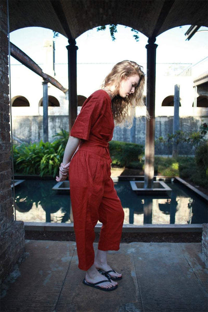 Washed long linen overall, Linen romper, Linen Jumpsuit Women, Oversized Jumpsuit, Linen jumpsuit, Loose linen Jumpsuit C1498