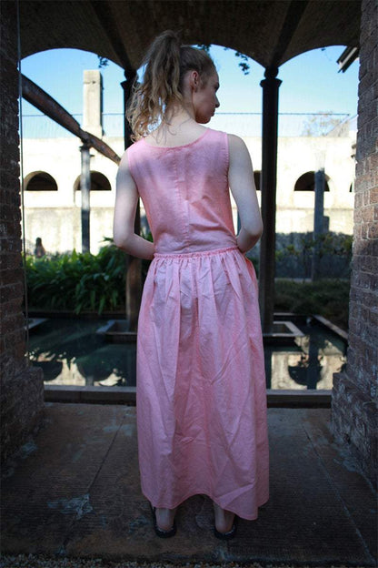 Pink dress, linen dress, pink linen dress, long linen dress, sleevelesss dress, womens dress, pockets dress, summer dress C1495