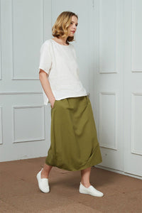 Linen Skirts for Womens, Summer Skirt, Linen Loose Skirt, midi linen Skirt, Linen Skirt, Asymmetrical Skirt C1464