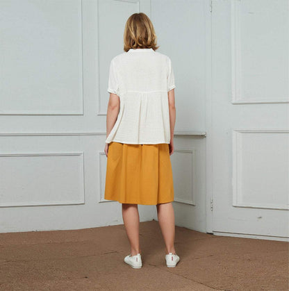 Oversized White Washed Linen Shirt Women C1457 L#yy04028