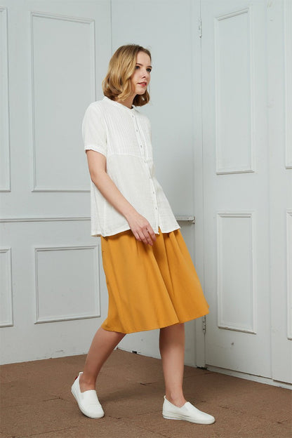 Oversized White Washed Linen Shirt Women C1457 L#yy04028