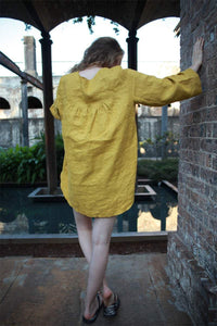 yellow linen blouse, Oversized linen blouse, linen blouse, womens linen blouse, summer linen blouse C1504
