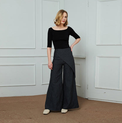 linen pants, stripe linen pants, long leg pants, width linen pants, fashion linen pants, handmade linen pants C1453