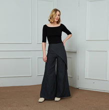 Load image into Gallery viewer, linen pants, stripe linen pants, long leg pants, width linen pants, fashion linen pants, handmade linen pants C1453
