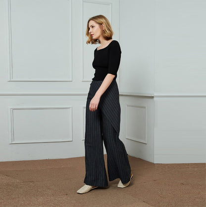 linen pants, stripe linen pants, long leg pants, width linen pants, fashion linen pants, handmade linen pants C1453