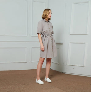 Gray summer linen dress women C1455, yy04046