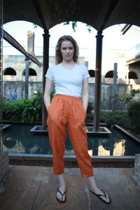Orange linen pants, orange pants, summer pants, linen pants, tapered pants, casual pants, womens pants, cuatom pants C1472