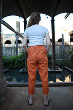 Load image into Gallery viewer, Orange linen pants, orange pants, summer pants, linen pants, tapered pants, casual pants, womens pants, cuatom pants C1472
