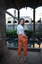 Load image into Gallery viewer, Orange linen pants, orange pants, summer pants, linen pants, tapered pants, casual pants, womens pants, cuatom pants C1472
