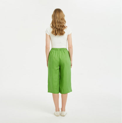 Linen Culotte Pants, Linen Pants with Elastic Waistband, Linen Pants for Woman, Linen Pants, Linen Wide Leg Pants, Culottes for Women C1480