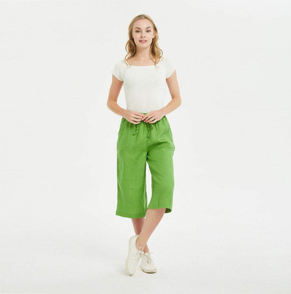 Linen Culotte Pants, Linen Pants with Elastic Waistband, Linen Pants for Woman, Linen Pants, Linen Wide Leg Pants, Culottes for Women C1480