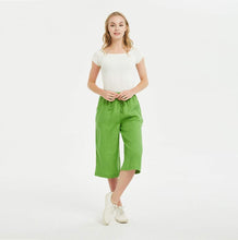 Load image into Gallery viewer, Linen Culotte Pants, Linen Pants with Elastic Waistband, Linen Pants for Woman, Linen Pants, Linen Wide Leg Pants, Culottes for Women C1480
