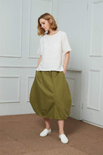 Load image into Gallery viewer, Linen Skirts for Womens, Summer Skirt, Linen Loose Skirt, midi linen Skirt, Linen Skirt, Asymmetrical Skirt C1464
