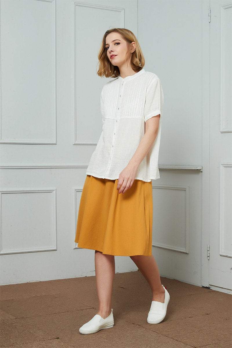 Oversized White Washed Linen Shirt Women C1457 L#yy04028