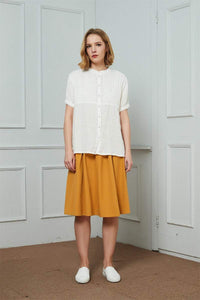Oversized White Washed Linen Shirt Women C1457 L#yy04028
