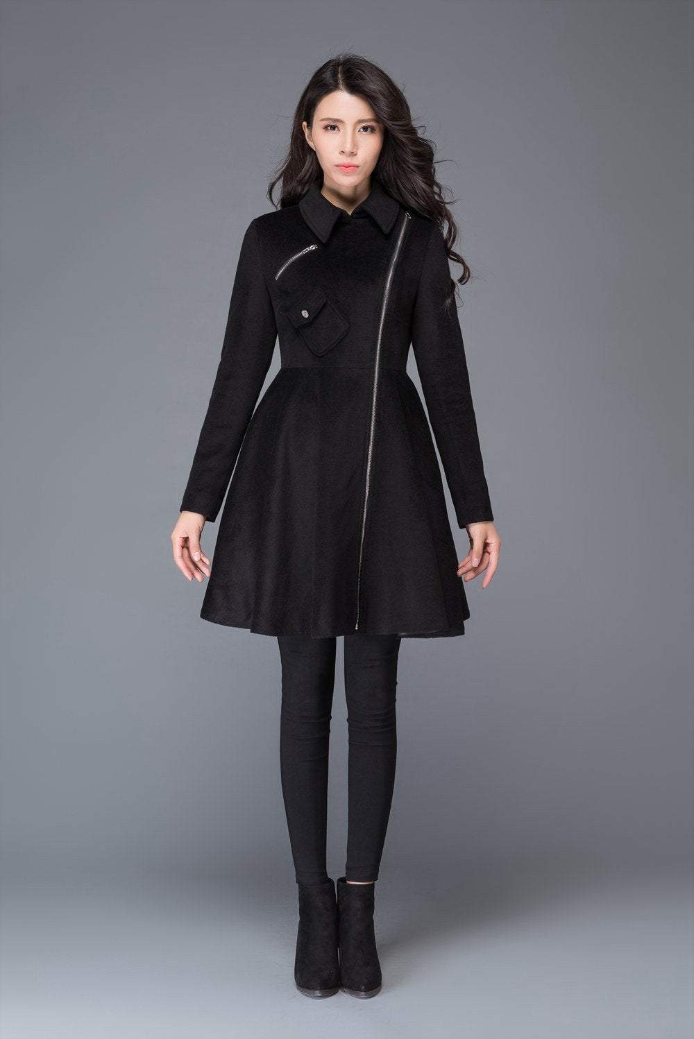 Black fitted shop winter coat