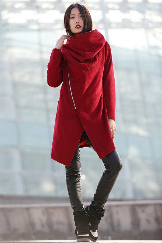 Winter coat, jacket, winter coats for women, red coat, winter coat, coat, womens coats, womens jackets, wool coat, Asymmetrical coat  C179