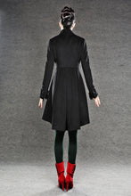 Load image into Gallery viewer, Black Coat, wool coat, womens jacket, winter coat, warm coat, Asymmetrical coat, long coat, black wool coat, womens coat, C039
