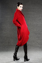Load image into Gallery viewer, Wool Coat, red coat, jacket, winter coat, long coat, Asymmetrical coat, red wool coat, warm coat, womens coat, loose coat  C026
