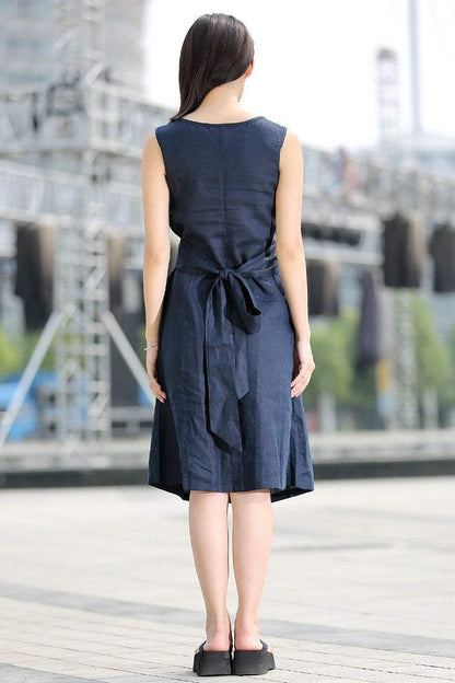 sleeveless linen tunic dress C263