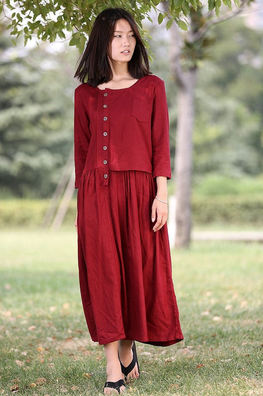 Asymmetrical Linen Maxi dress C0265