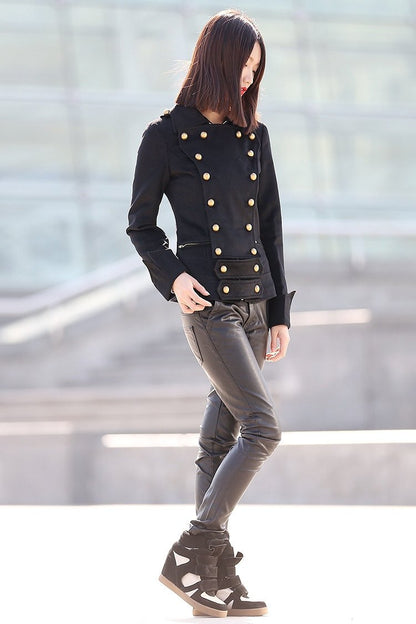 Military jacket womens, winter coat, wool jacket, black coat, military style jacket, wool military jacket, womens coat, designer coat C169