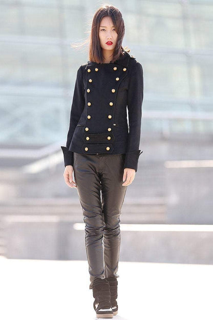 Military jacket womens, winter coat, wool jacket, black coat, military style jacket, wool military jacket, womens coat, designer coat C169