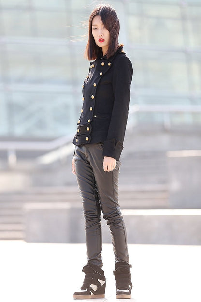 Military jacket womens, winter coat, wool jacket, black coat, military style jacket, wool military jacket, womens coat, designer coat C169