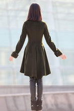 Load image into Gallery viewer, Green Asymmetrical winter wool coats for women C178
