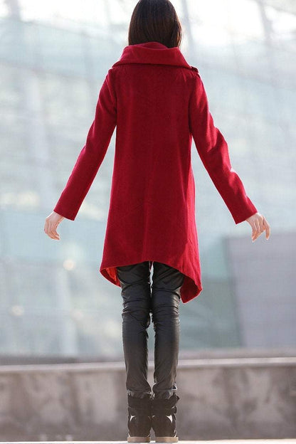 Winter coat, jacket, winter coats for women, red coat, winter coat, coat, womens coats, womens jackets, wool coat, Asymmetrical coat  C179