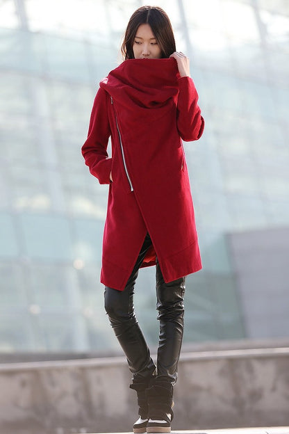 Winter coat, jacket, winter coats for women, red coat, winter coat, coat, womens coats, womens jackets, wool coat, Asymmetrical coat  C179