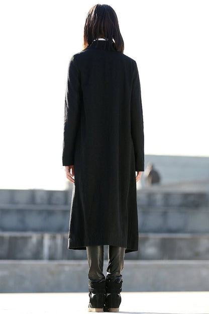 Black coat, wool coat, winter coat, long wool coat, long sleeve jacket, women jackets, plus size womens jacket, coats, jacket C195