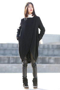 Coat, wool coat, black wool coat, winter coat, tulip shape coat, oversize coat, madi coat, womens coats, asymmetrical coat, jacket  C197