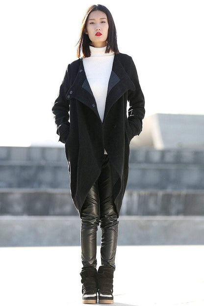 Coat, wool coat, black wool coat, winter coat, tulip shape coat, oversize coat, madi coat, womens coats, asymmetrical coat, jacket  C197