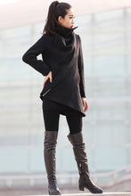 Load image into Gallery viewer, Asymmetrical coat, high collar coat C227
